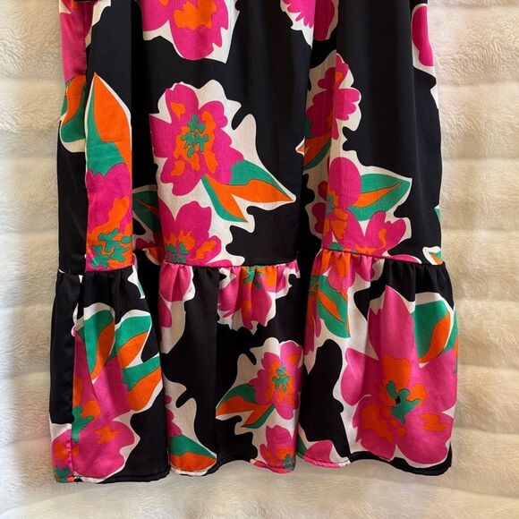 Eesome Vibrant Floral Dress with Pink and Orange - Picture 5 of 7